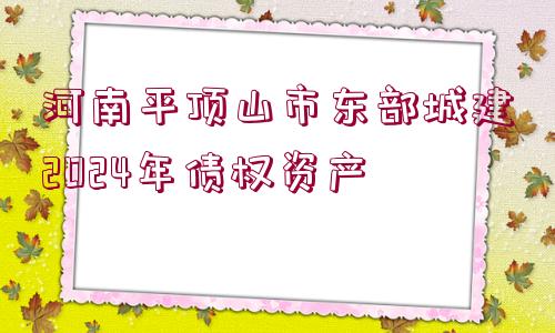 河南平頂山市東部城建2024年債權資產(chǎn)