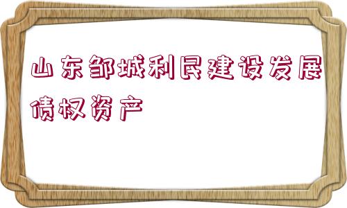 山東鄒城利民建設發(fā)展債權資產